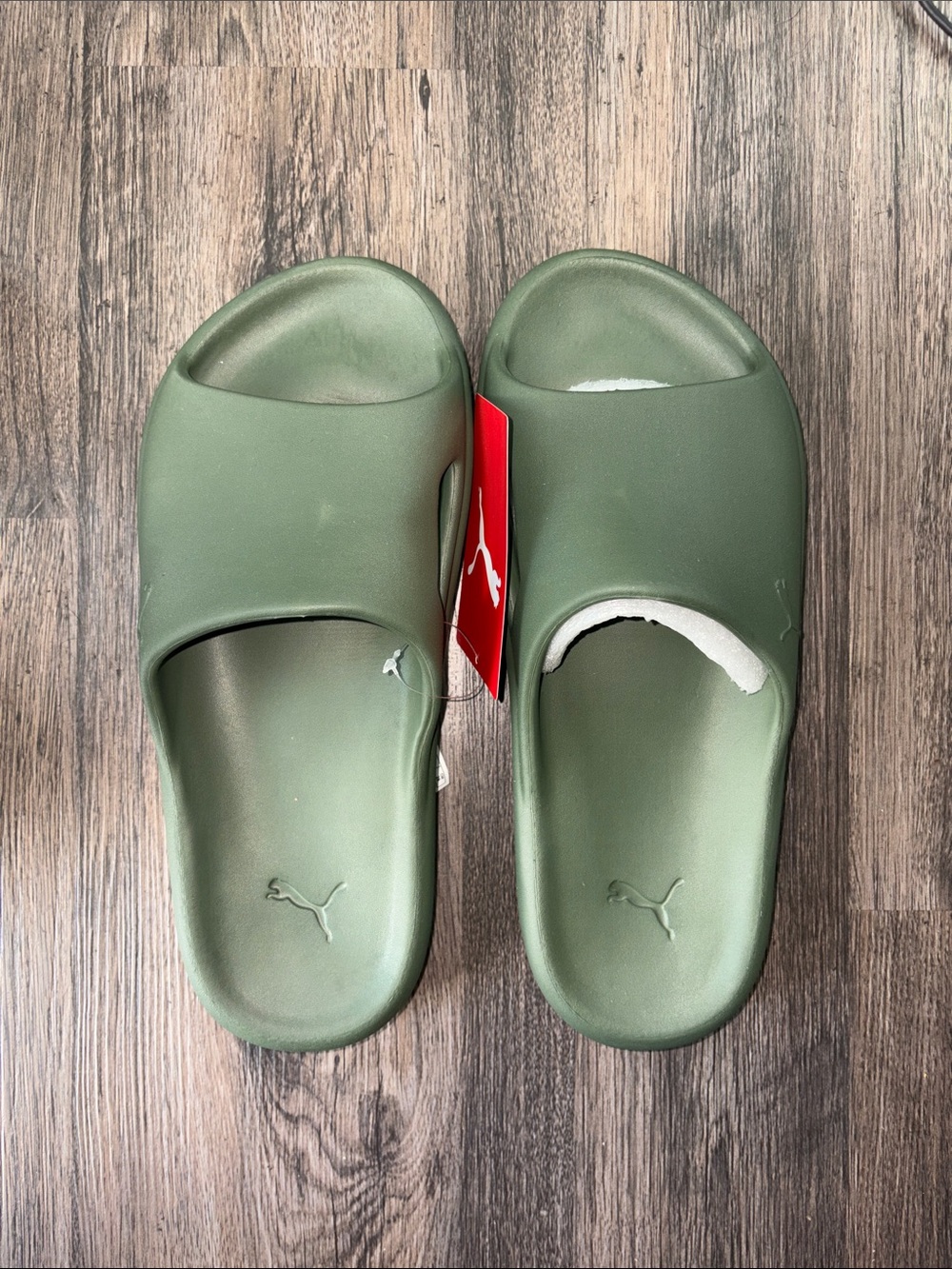 Puma Green Slide Sandals, size 10